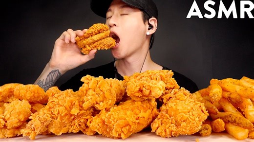 ASMR SPICY CHICKEN TENDERS & FRIED SHRIMP MUKBANG (No Talking) EATING SOUNDS | Zach Choi ASMR
