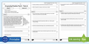 Grade 9 Geography Practice Test 2 - Term 4