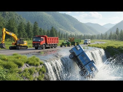 Truck JCB Dumper 3D Video 🔥 | River Side SceneRealistic 3D Truck JCB Bus Video | Full Entertainment