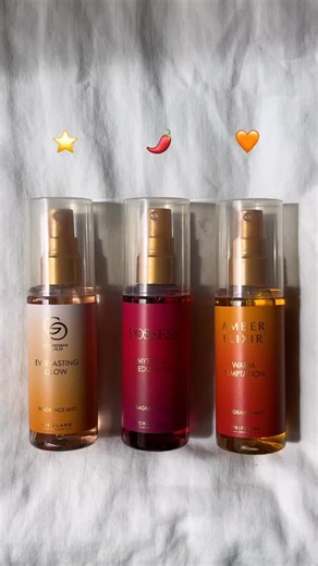 Which of our new fragrance mists is calling your name? 💛GG Everlasting Glow 🩷Possess Mythical Seduction 🧡Amber Elixir Warm Temptation 🔍 46805, 46806, 46807 (holiday essentials, new launch, fragrance essentials, everyday fragrances, perfume addict) | Oriflame