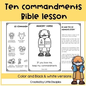 10 ten commandments activity pack worksheets sunday school lesson (protestant)