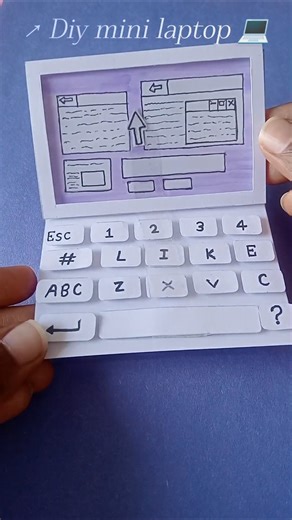 ​DIY Mini Paper Laptop 💻 | Cute Miniature Paper Craft #shorts #diy #minilaptop #easy