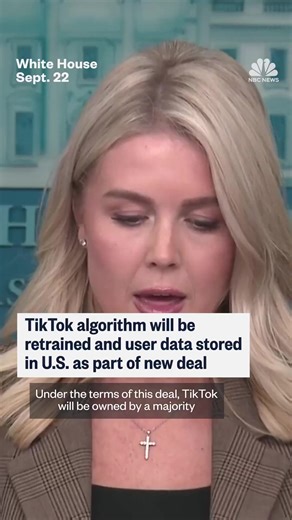 The White House says TikTok’s algorithm “will be secured, retrained, and operated in the United States” as part of the Trump administration’s new TikTok deal. Press secretary Karoline Leavitt also says user data will be stored in the U.S. and not by TikTok’s parent company, ByteDance, and President Donald Trump plans to sign the deal later this week. | NBC News