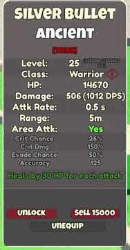 silver bullet mod titan max stats