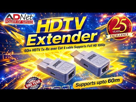 HDTV Extender 60M | ADNet ADP-HE-1084 | Full HD 1080p Over Cat6 Cable