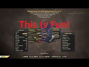 Fallout 76: Bloodied Explosive Gatling Plasma.