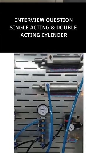 Single and Double-acting Cylinder #pneumatics #automation #industrialelectrician
