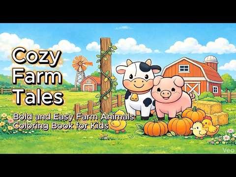 Cozy Farm Tales: Bold and Easy Farm Animals Coloring Book for Kids