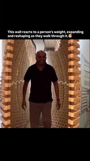 This wall reacts to a person's weight, expanding and reshaping as they walk through it. 😍
