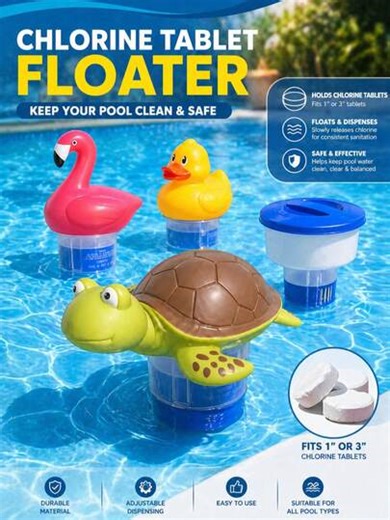 1 Pc Chlorine Floater For Pool, 3 In Chlorine Tablet Floater, Pool Additions For Cleaning, Floating Medication Dispensers Shaped Like Flamingos Turtles And Ducks, Chlorine Tablet Distributors, Pool Chlorine Floater Animal Design Floating Dispenser Duck Flamingo Turtle Pool Chemical Dispenser Automatic Tablet Holder Water Cleaner For Swimming Pool Spa Hot Tub Summer Pool Accessories Cute Pool Cleaner Must Have | SHEIN