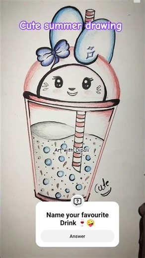 Kawaii Summer Drinks 🍷😜|easy drawing| #drawing #art #summerdrinks