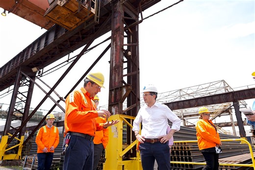 Met with steelworkers at Cleveland Cliffs Steelton in Steelton, PA. This 150-year-old steel mill is the oldest continually working steel mill in the U.S. and the people here are building rails headed to projects all across the country funded by President Biden's infrastructure package. | Secretary Pete Buttigieg