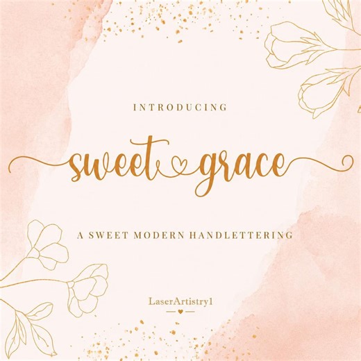 Sweet Grace Script Font Commercial Use, Wedding Cricut Font, Handwritten Calligraphy Canva Font OTF - Etsy