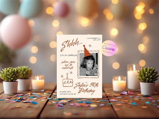 Surprise 40th Birthday Invite With Photo Invitation Digital Download Birthday Invite Editable Template 20th 40th 50th - Etsy