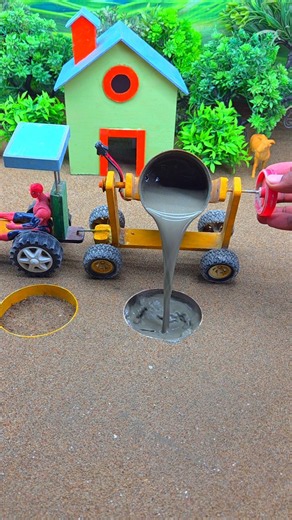 😱 Real Working Mini Tractor Making Cement Pillar | Amazing DIY Construction Machine 🚜 #shorts