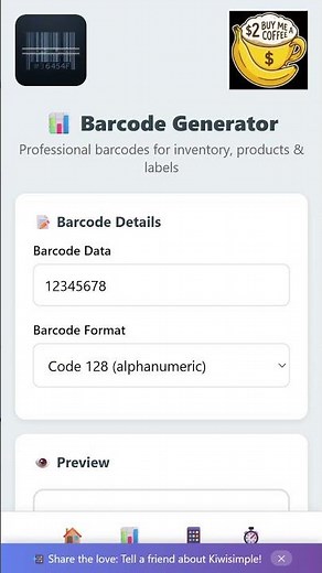 Barcode Generator Showcase — Free Online Tool | Kiwi Simple