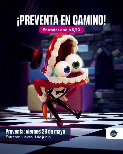 El show más loco de internet llega a Cineplanet y lo podrás disfrutar a un precio ÚNICO 🎪📽️ 📌PREVENTA THE AMAZING DIGITAL CIRCUS➡️29 de mayo 💰Precio a solo S/.10 🎟️Estreno 11 de junio #digitalcircus #theamazingdigitalcircus #pomni #estreno #cineplanet