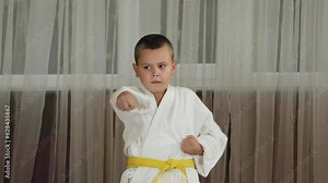 Full athlete performs strikes and blocks with hands with an exit to the rack