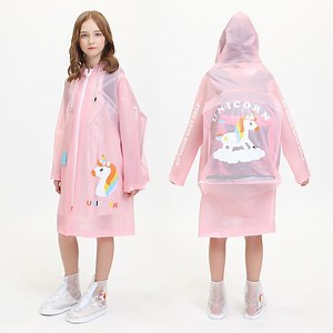 [Hot Item] Reflective Tape Custom Safety Backpack Kids Rain Gear Long Jacket Rain Coat