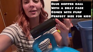 U&C Planet Hopper Ball, 22 inches Bouncy Ball with Handle for Kids Age 7-12, Hoppity Hop Sit and Bounce Jumping Hopping Toy with Pump & Gift Box, Great Gift for Birthday Christmas, Blue Emoji