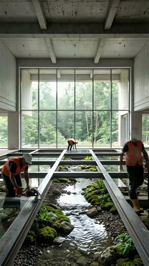 When Nature Flows Beneath Your Feet | Glass Floor Living Room