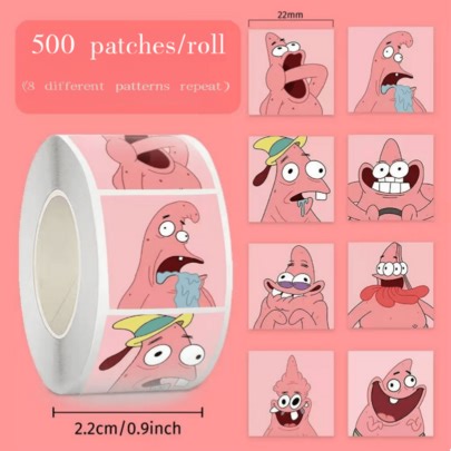 SpongeBob SquarePants 500 Rolls Cute & Fun 25mm Cartoon Stamp Stickers (8 Repeating Patterns). High-Quality Themed Decorative Stickers Suitable For Smartphones, Home Decor, Laptops, Water Bottles, Bumpers, Skateboards, Phone Cases, Back To School Decorations, Back To School Season And Parties. These Decorative Stickers Are Suitable For Various Occasions, Scratch-Resistant (Some Designs Are Random). | SHEIN