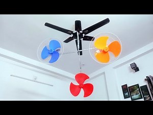 Fan experiment under the 3 layer of triangle ceiling fan !! M.V.L Stand Fan Blades 🛠