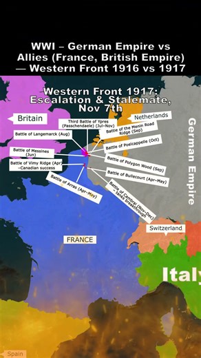 Q WWI – German Empire vs Allies France, British Empire — Western Front 1916 vs 1917 1