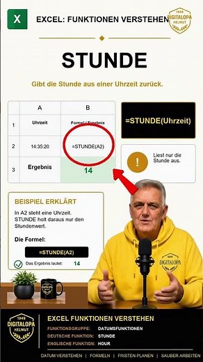 STUNDE in Excel einfach erklärt: Datumsfunktion richtig nutzenDigital OPA, Excel & KI