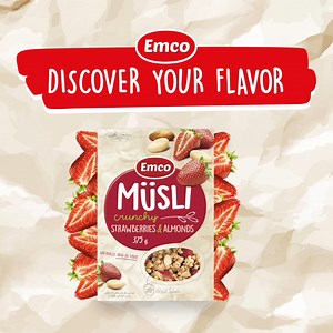 Découvrez votre saveur avec Emco Crunchy Müsli ! 😍 Que vous soyez fan de fraises 🍓, de myrtilles 🫐, ou de chocolat 🍫, il y a un mélange délicieux qui vous attend. 😍 Commencez votre journée avec une explosion de saveur et de croquant ! ❤️ اكتشف نكهتك مع إمكو كرانشي موسلي! 😍 سواء كنت من محبي الفراولة🍓، التوت الأزرق ، أو الشوكولاتة🍫، هناك مزيج لذيذ في انتظارك.😍 ابدأ يومك بقضمة من النكهة والقرمشة! ❤️ | Emco Maroc