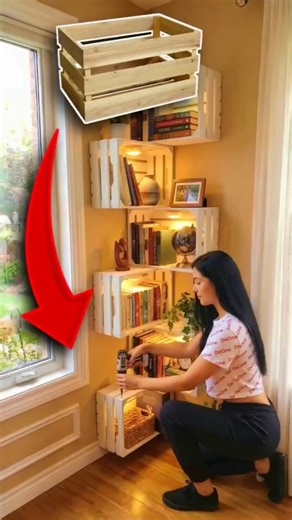 Look at this beautiful, easy and cheap bookcase to make