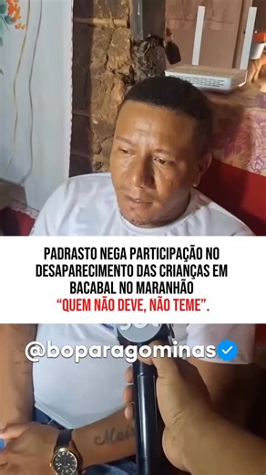 BO Paragominas on Instagram: "Márcio Souza é padrasto dos irmãos Ágatha Isabela Reis Lago, de 6 anos, e Alan Michael Reis Lago, de 4, desaparecidos no quilombo São Sebastião dos Pretos, em Bacabal, junto com o primo Anderson Kaua Barbosa Reis, de 10 anos. Nas redes sociais, surgiram comentários que levantam a possibilidade de seu envolvimento no caso, hipótese que foi negada por Márcio Souza em entrevista concedida ao repórter André Luis."