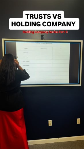 So here’s the key: A holding company is a business tool. A trust is a wealth-planning tool. And when used together, they complement each other to protect both your assets and your legacy. This video CONCLUDES our Holding Co Series, if you learned something, drop a 🔥🔥🔥 And let me know what yall want for the next series ??? And if you think a holding company is right for you, book a consultation! 4 quarter starts tomorrow, let’s lock in!! #trust #assetprotection #businessattorney #holdingcompan