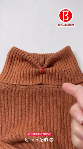 High-neck sweater converted to low-neck Part 2691 Follow My Page Instagram : @bilochpuratips2diy Follow My Page Instagram : @bilochpuratips2diy . . . . . . #bilochpuratips2diy #bilochpuratips #needlework #sewing #reels . | Bilochpuratips 2 Diy