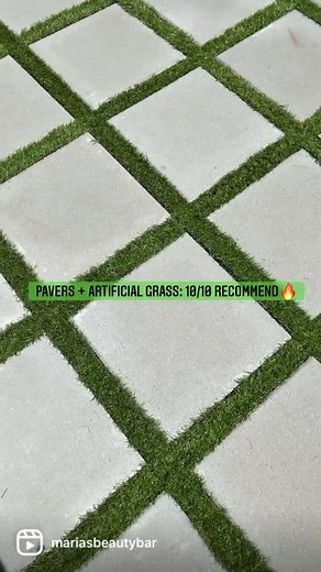 Concrete pavers 🤝 artificial grass 🔥 Cali vibes AF 🥵 #backyardmakeover #diybackyard