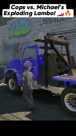 Cops vs. Michael’s Exploding Lambo! 🏎️🔥 #gta5 #gta5funnymoments #michael
