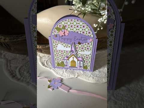 Arched "Blessed Beginnings" Easter card with Bible book mark