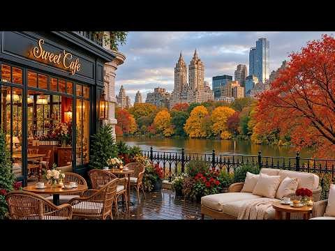 Rainy Autumn Jazz in New York 🍂 Central Park Café Ambience & Smooth Jazz Music for Work & Study