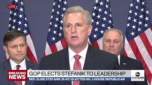 27K views · 333 reactions | "We had a healthy debate and a good election. We've got a lot of work to do in this leadership," Minority Leader McCarthy says shortly after Rep. Elise Stefanik elected as House GOP conference chair. https://abcn.ws/33JEtTC | ABC News Politics | Facebook