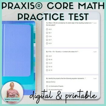 Praxis Core Math 5733 Practice Test Self Checking Digital Printable Teacher Exam