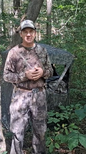 Staking a ground blind down. #deerhunter #outdoors #huntingequipment #huntinggear #deerhunting