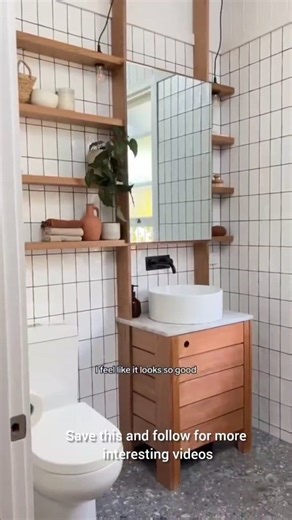 7.9K views · 30 reactions | Tiny bathroom with zero storage? We built this in 2 hours using just wood + mirror. Open shelves + hidden cabinet = Scandi style on a budget. Save now → Full DIY tutorial #DIYHacks #BathroomMakeover #BudgetReno #MirrorCabinet #SmallSpaceHacks #HomeReno2025 | Aluminium Glass Design | Facebook