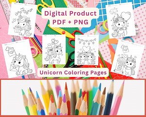 Unicorn Coloring Pages, 20 Printable Unicorn Worksheets, Instant Download, PDF   PNG - Etsy