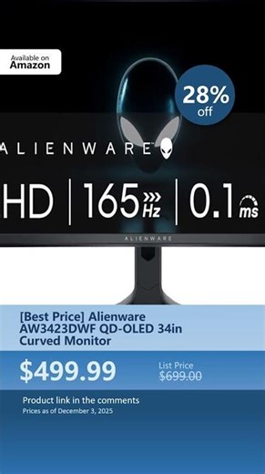 [Best Price] Alienware AW3423DWF QD-OLED 34in Curved Monitor