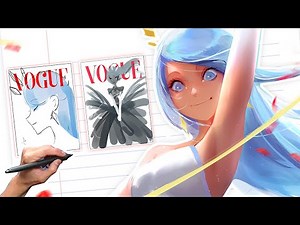 Drawing a VOGUE COVER for my Character!