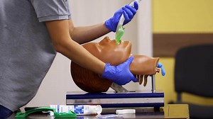 Mannequin and intubation set for advance cardiac life support training. from first aid courses.
