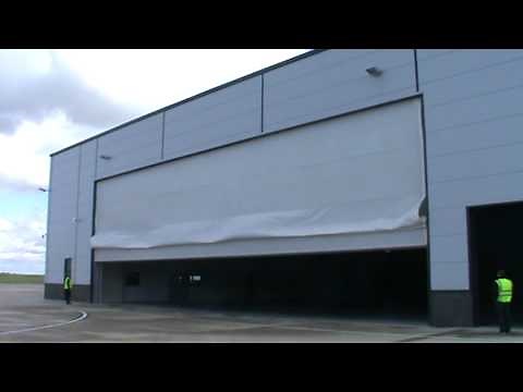 Megadoor - Vertical Lifting Fabric Door (outside view)