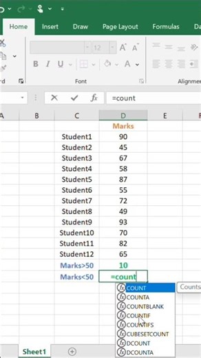 Countif function in excel #excel #exceltutorial #excelformula #exceltips #shorts