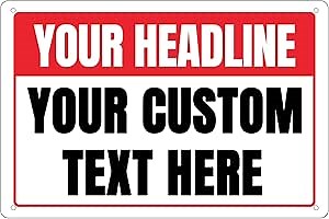 Custom Signs Outdoor Metal - 12 x 8 Personalized Entrance Garden Hazard Parking Signs for Business, Rust-Proof .040 Aluminum (Personalized Headline)