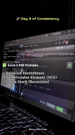 Day 3 | Balanced Parentheses, Next Greater Element & Sort Stack | Java DSA